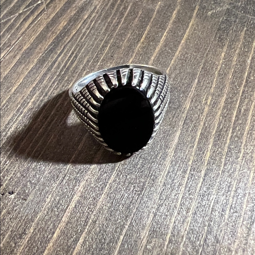 Men's 925 Silver Black Onyx Ring size 11